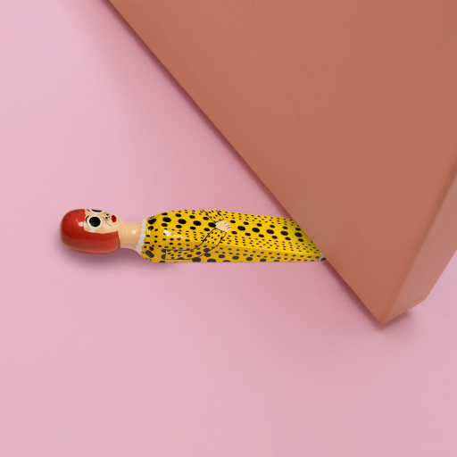 Image of Wedgie Door Stopper (Yayoy - Yellow Polka Outfit) Wood